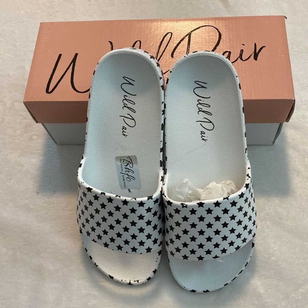 WILD PAIR Slyde Patriot Stars 1" Platform Round Toe Casual Beach 9M Step-ins